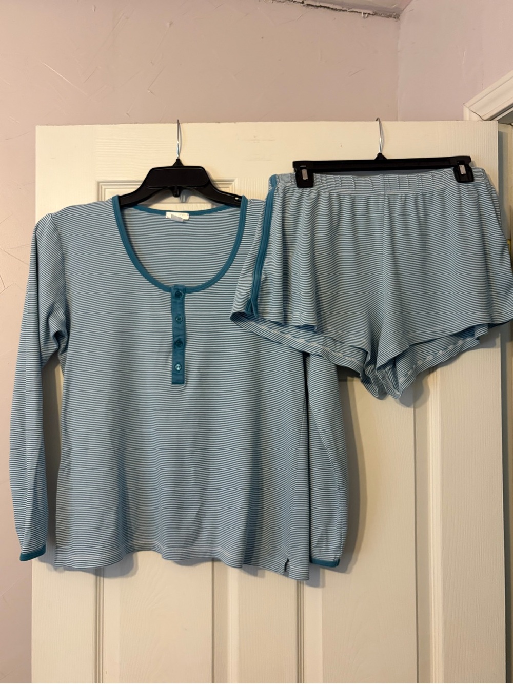 LAKE Pajamas Women's Pima Cotton Henley Long-Short Pajama Set